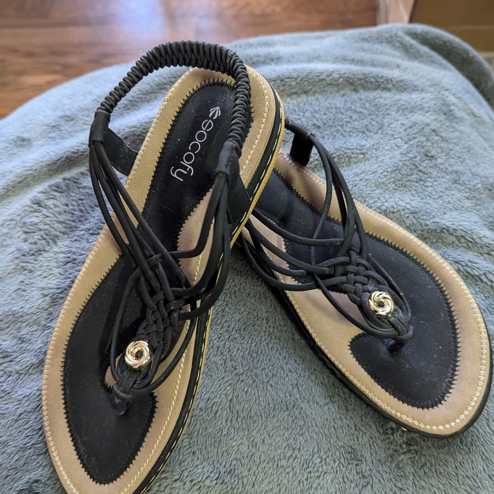Socofy Sandals Black/Tan Size 41 (US 10) New Without Box